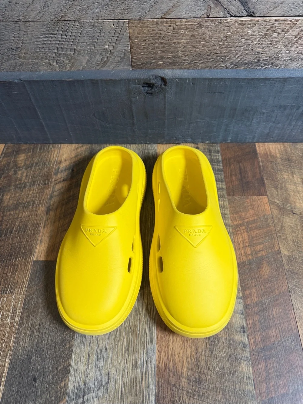✨ Prada Yellow Foam Rubber Mules Clogs Sabots Size 41 (US Men's 8 / Women's 10)